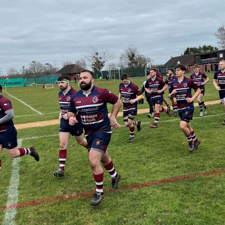 2022-23 OP Captain Kristian Taft and Vice Captain Max Folkard lead the team out at Bredon